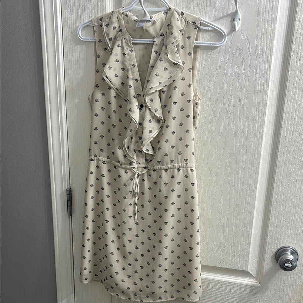 NWOT H&M Cream Sleeveless Dress with Black Pattern